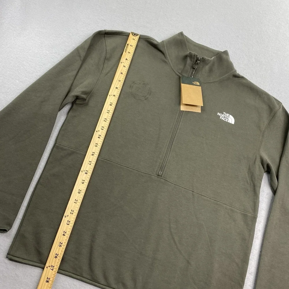 The North Face Sweatshirt Mens Large Taupe Green Double Knit Half Zip Pullover